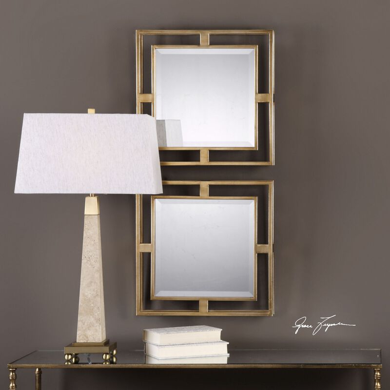 Uttermost Allick Gold Square Mirrors S/2